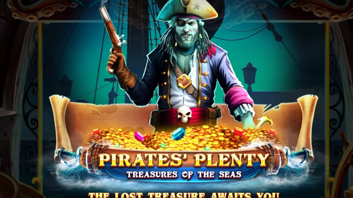 Pemandangan visual slot Pirates’ Plenty: Treasures of the Seas dengan tema bajak laut